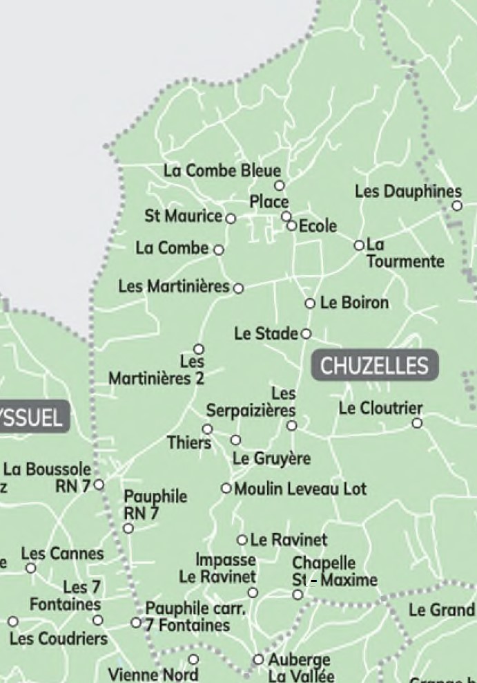 Liste des points d'arrêts la Navette Lva à Chuzelles